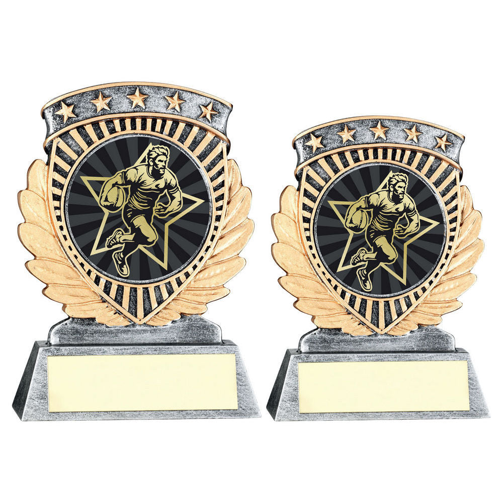 Pew/Gold 5 Star Holder With Vinyl Male Rugby Insert & Plate by Legacy Outfitters