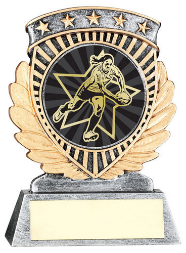 Pew/Gold 5 Star Holder With Vinyl Female Rugby Insert & Plate - 95mm by Legacy Outfitters