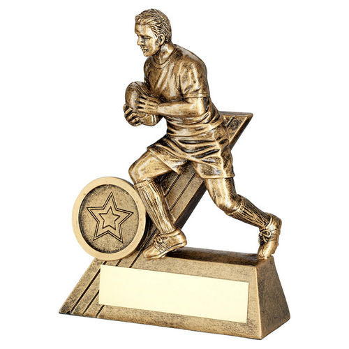 Brz/Gold Male Rugby Mini Figure With Plate (1in Centre) - 102mm by Legacy Outfitters