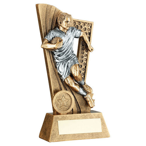 Brz/Pew Rugby Male Figure On Backdrop With Plate (1in Centre) - 152mm by Legacy Outfitters