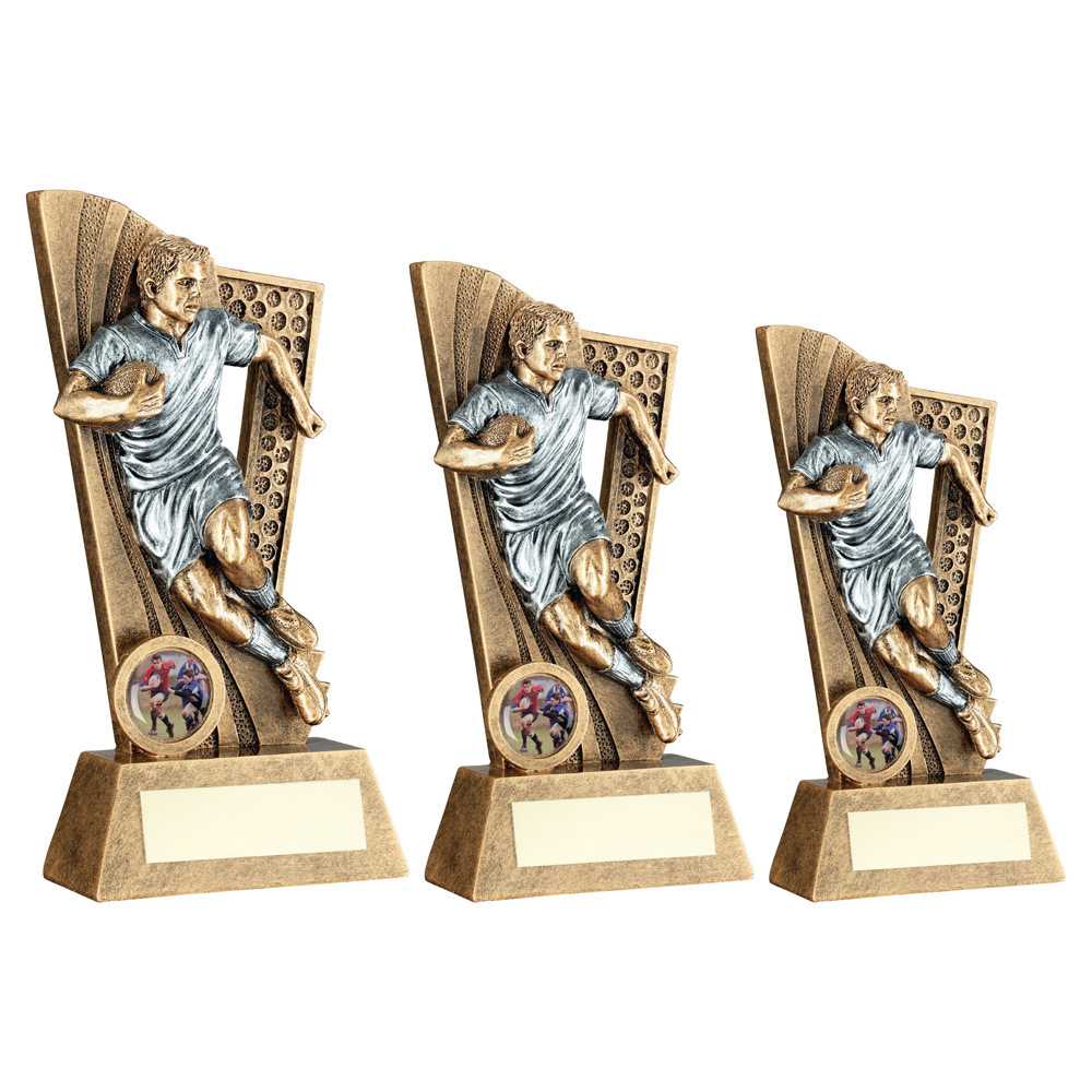 Brz/Pew Rugby Male Figure On Backdrop With Plate (1in Centre) by Legacy Outfitters