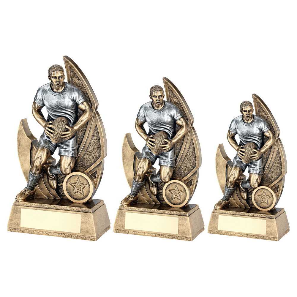 Brz/Pew Male Rugby Figure On Backdrop With Plate (1in Centre) by Legacy Outfitters