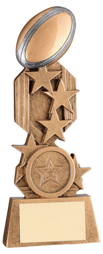 Brz/Pew/Gold Rugby On Stars Flatback With Plate (1in Centre) - 127mm by Legacy Outfitters