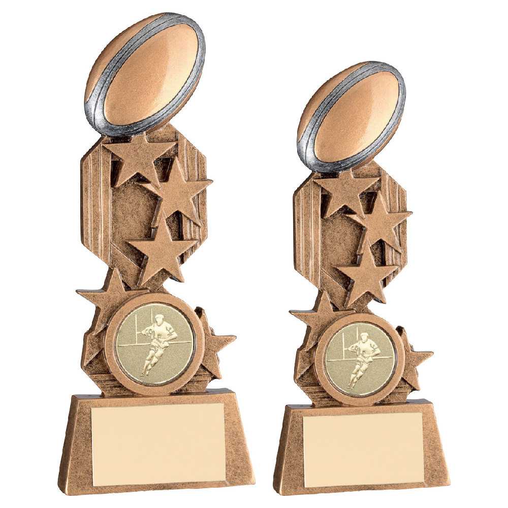 Brz/Pew/Gold Rugby On Stars Flatback With Plate (1in Centre) by Legacy Outfitters