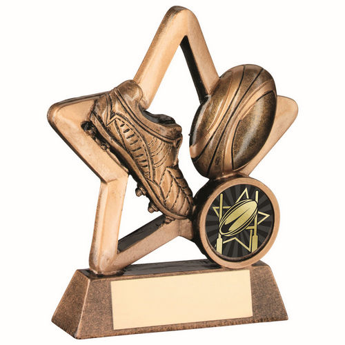 Brz/Gold Resin Rugby Mini Star With Plate (1in Centre) - 95mm by Legacy Outfitters