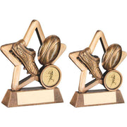 Brz/Gold Resin Rugby Mini Star With Plate (1in Centre) by Legacy Outfitters