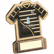 BRZ/GOLD RESIN RUGBY SHIRT WITH PLATE - (SHIRT C) 4.5in