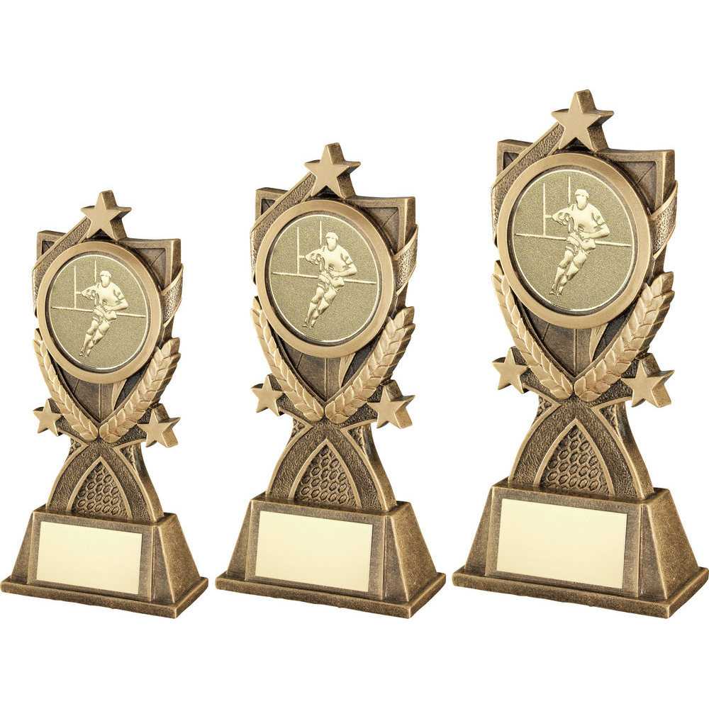 Brz/Gold 3 Star Wreath Series With Rugby Insert And Plate by Legacy Outfitters