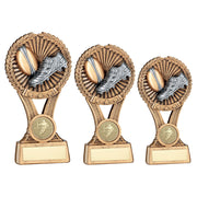 Brz/Gold/Pew Rugby Round Wreath On V Riser With Plate (1in Cen) by Legacy Outfitters