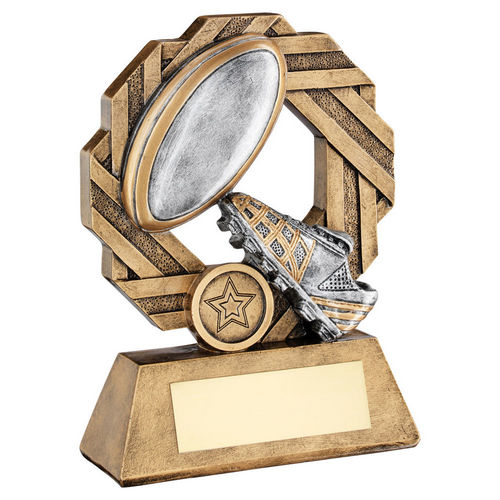 Brz/Pew/Gold Rugby Octo Ribbon Series With Plate (1in Centre) - 165mm by Legacy Outfitters