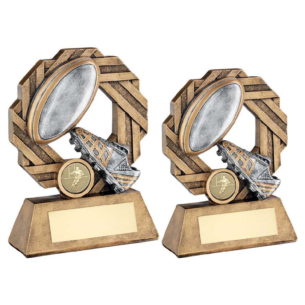 Brz/Pew/Gold Rugby Octo Ribbon Series With Plate (1in Centre) by Legacy Outfitters