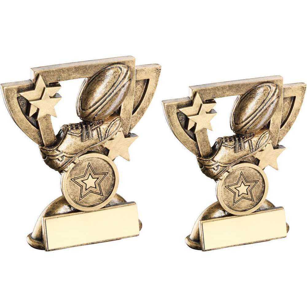 Brz/Gold Rugby Mini Cup With Plate (1in Centre) by Legacy Outfitters