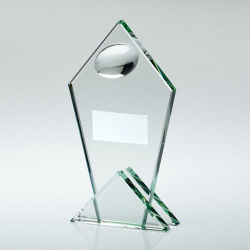 Jade Glass Pointed Plaque With Half Rugby Ball And Plate - 146mm by Legacy Outfitters