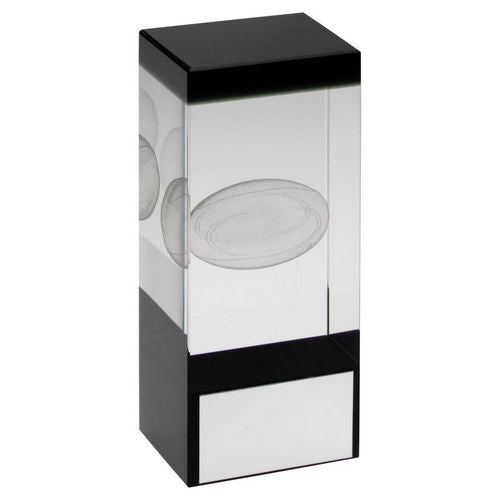 Clear/Black Glass Block With Lasered Rugby Image With Plate - 102mm by Legacy Outfitters