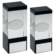 Clear/Black Glass Block With Lasered Rugby Image With Plate by Legacy Outfitters