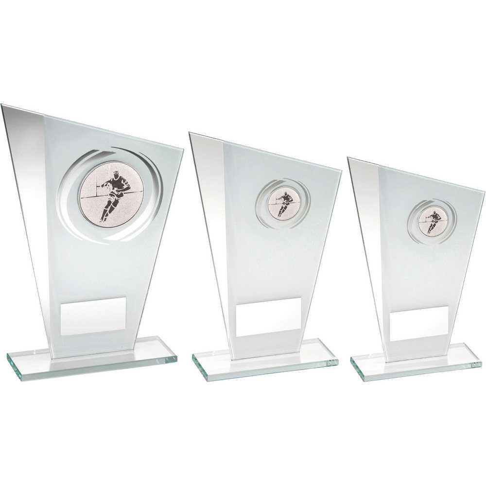 White/Silver Printed Glass Plaque With Rugby Insert With Plate by Legacy Outfitters