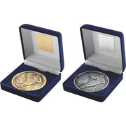 Blue Velvet Box And 70mm Medallion Rugby by Legacy Outfitters