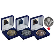 Blue Velvet Box And 60mm Medal Rugby by Legacy Outfitters