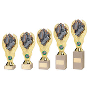 Gold Plastic Holder + Rugby Disc On Cream Marble Trophy (1in Cen) by Legacy Outfitters