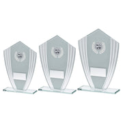 White/Silver Glass Shield Plaque With Cards Insert & Plate by Legacy Outfitters