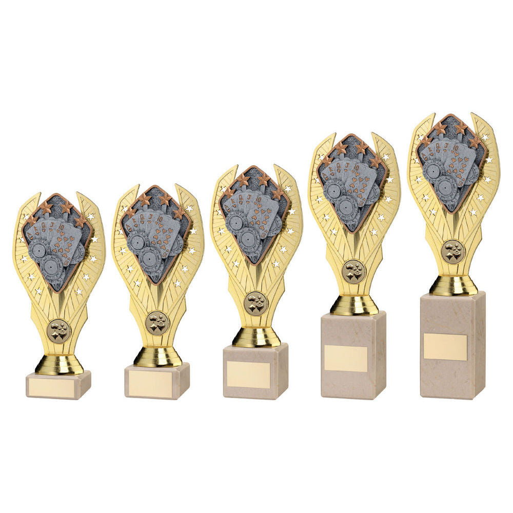 Gold Plastic Holder + Cards Disc On Cream Marble Trophy (1in Cen) by Legacy Outfitters