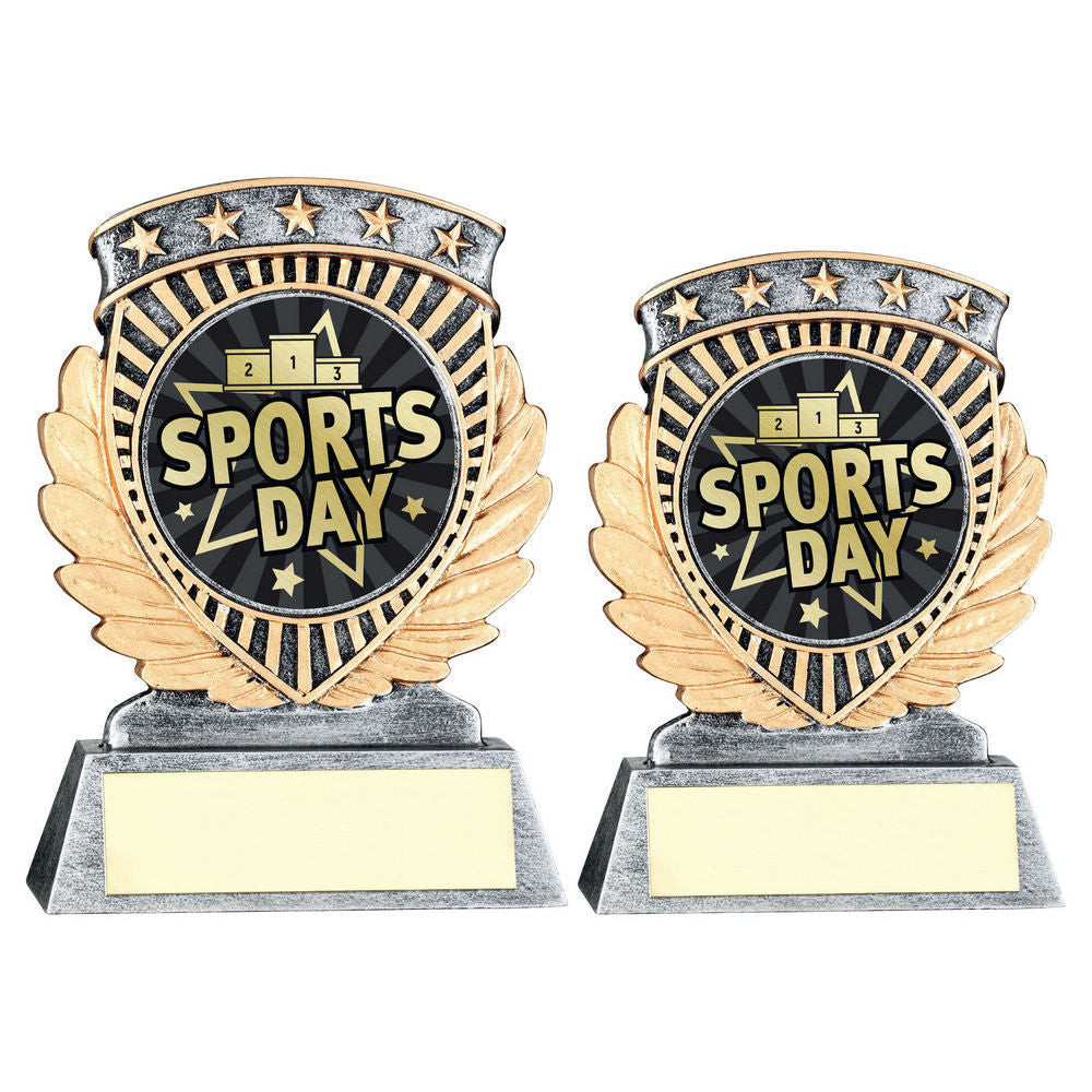 Pew/Gold 5 Star Holder With Vinyl Sports Day Insert & Plate by Legacy Outfitters
