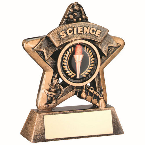 BRZ/GOLD MINI STAR SCIENCE WITH PLATE (1in CENTRE) - 3.75in