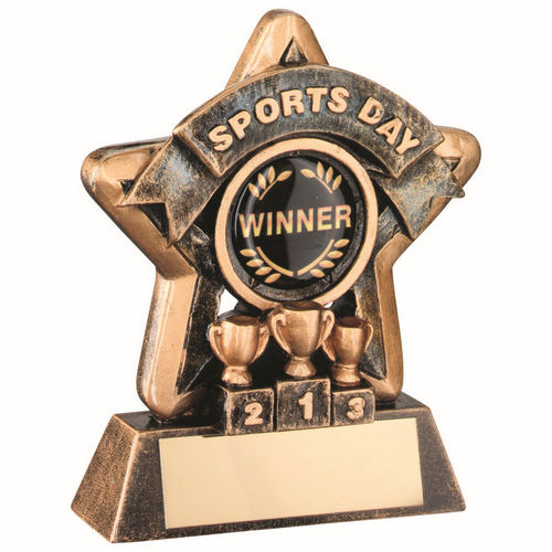 BRZ/GOLD MINI STAR SPORTS DAY WITH PLATE (1in CENTRE) - 3.75in