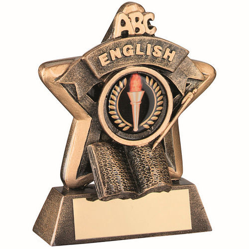 BRZ/GOLD MINI STAR ENGLISH WITH PLATE (1in CENTRE) - 3.75in