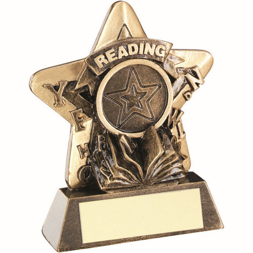 BRZ/GOLD MINI STAR READING WITH PLATE (1in CENTRE) - 3.75in