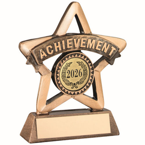 Brz/Gold Resin Achievement Mini Star With Plate (1in Centre) - 95mm by Legacy Outfitters