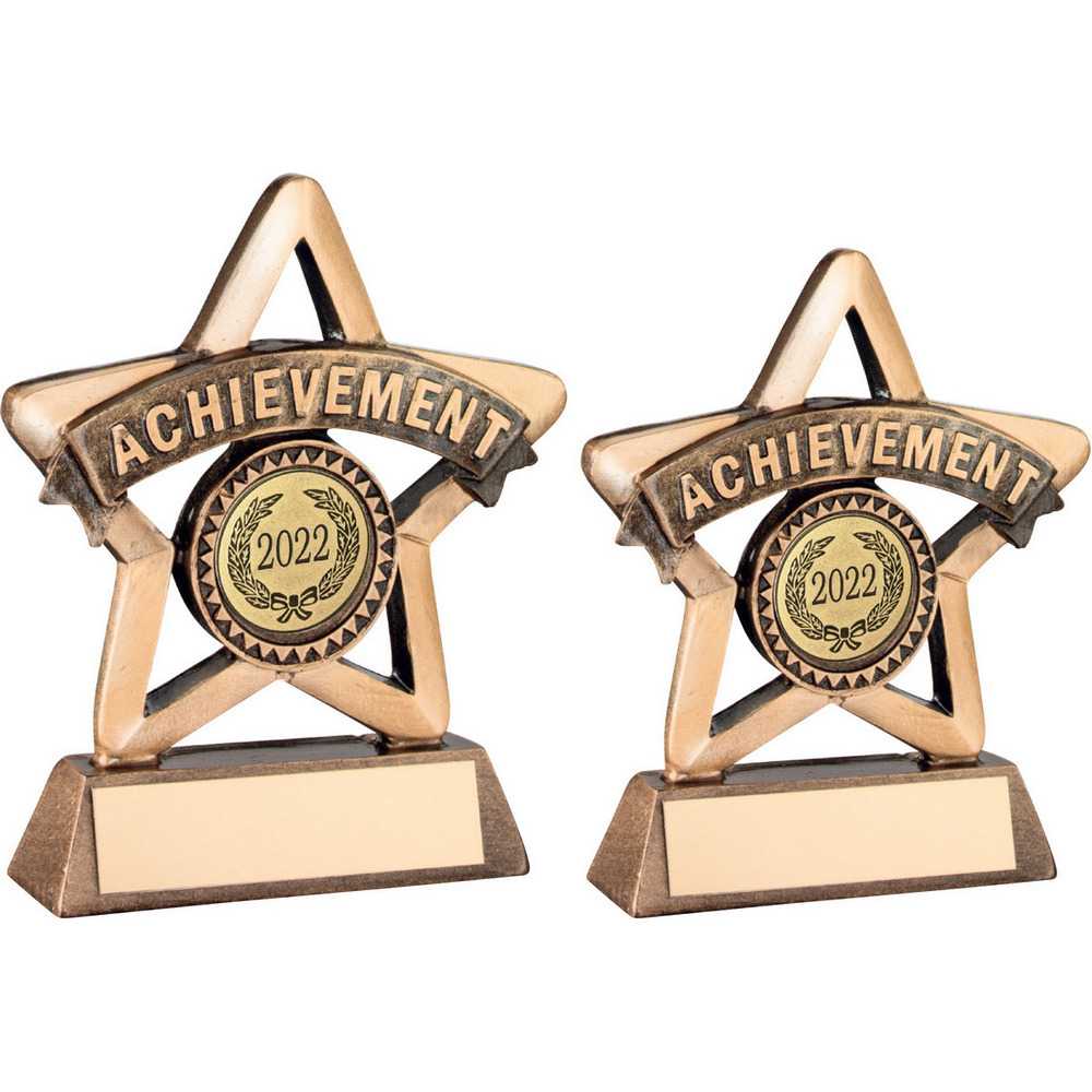Brz/Gold Resin Achievement Mini Star With Plate (1in Centre) by Legacy Outfitters