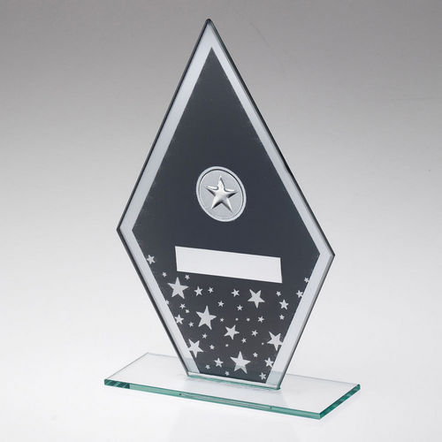 Grey/Silver Printed Glass Diamond With Star Centre And Plate - 165mm by Legacy Outfitters