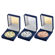 Blue Velvet Box And 50mm Sports Day Medal by Legacy Outfitters