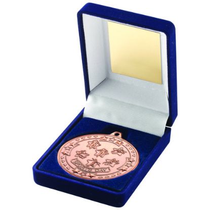 BLUE VELVET BOX AND 50mm SPORTS DAY MEDAL