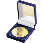 BLUE VELVET BOX AND 50mm MEDAL CYCLING
