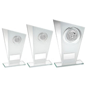 WHITE/SILVER PRINTED GLASS PLAQUE WITH QUIZ INSERT WITH PLATE