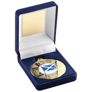 BLUE VELVET BOX AND 50mm MEDAL SCOTLAND (1in CENTRE)
