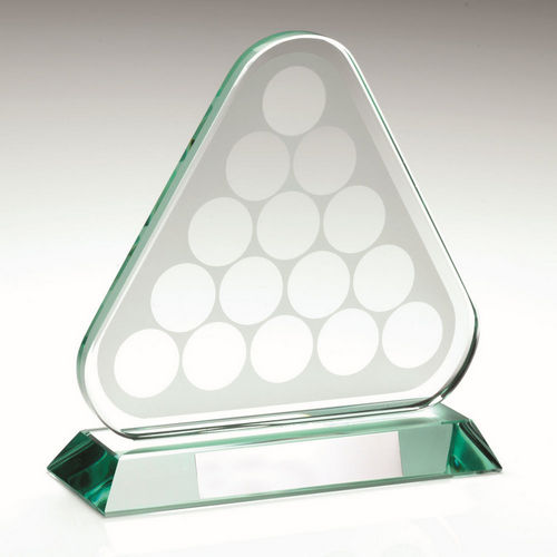 JADE GLASS POOL/SNOOKER BALLS IN TRIANGLE WITH PLATE - 6.75in