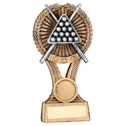 Brz/Gold/Pew Pool/Snooker Round Wreath On V Riser With Plate (1in Cen) - 127mm by Legacy Outfitters