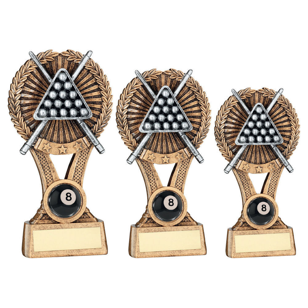 Brz/Gold/Pew Pool/Snooker Round Wreath On V Riser With Plate (1in Cen) by Legacy Outfitters