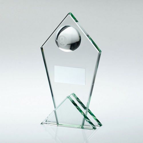 Jade Glass Pointed Plaque With Half Pool Ball And Plate - 146mm by Legacy Outfitters