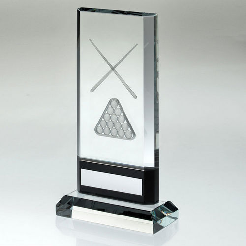 Clear/Black Glass With Lasered Pool/Snooker Image And Plate (15mm Thick) - 171mm by Legacy Outfitters