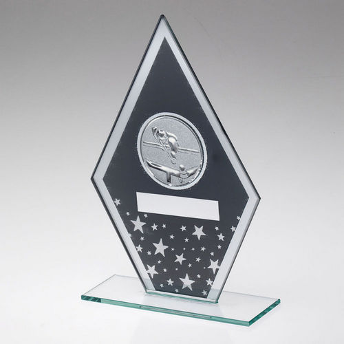 GREY/SILVER PRINTED GLASS DIAMOND WITH POOL/SNOOKER CENTRE AND PLATE