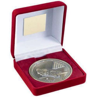 RED VELVET BOX AND 70mm MEDALLION POOL/SNOOKER
