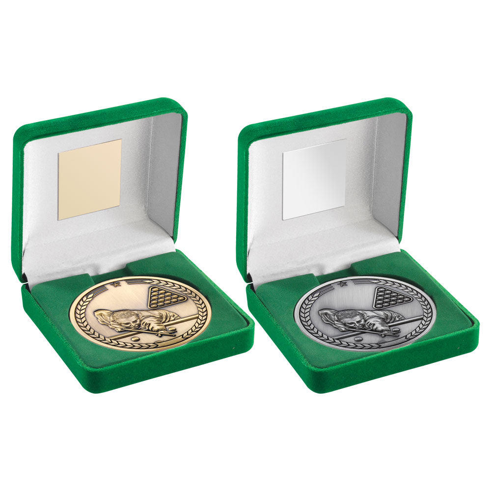 Green Velvet Box And 70mm Medallion Pool/Snooker by Legacy Outfitters