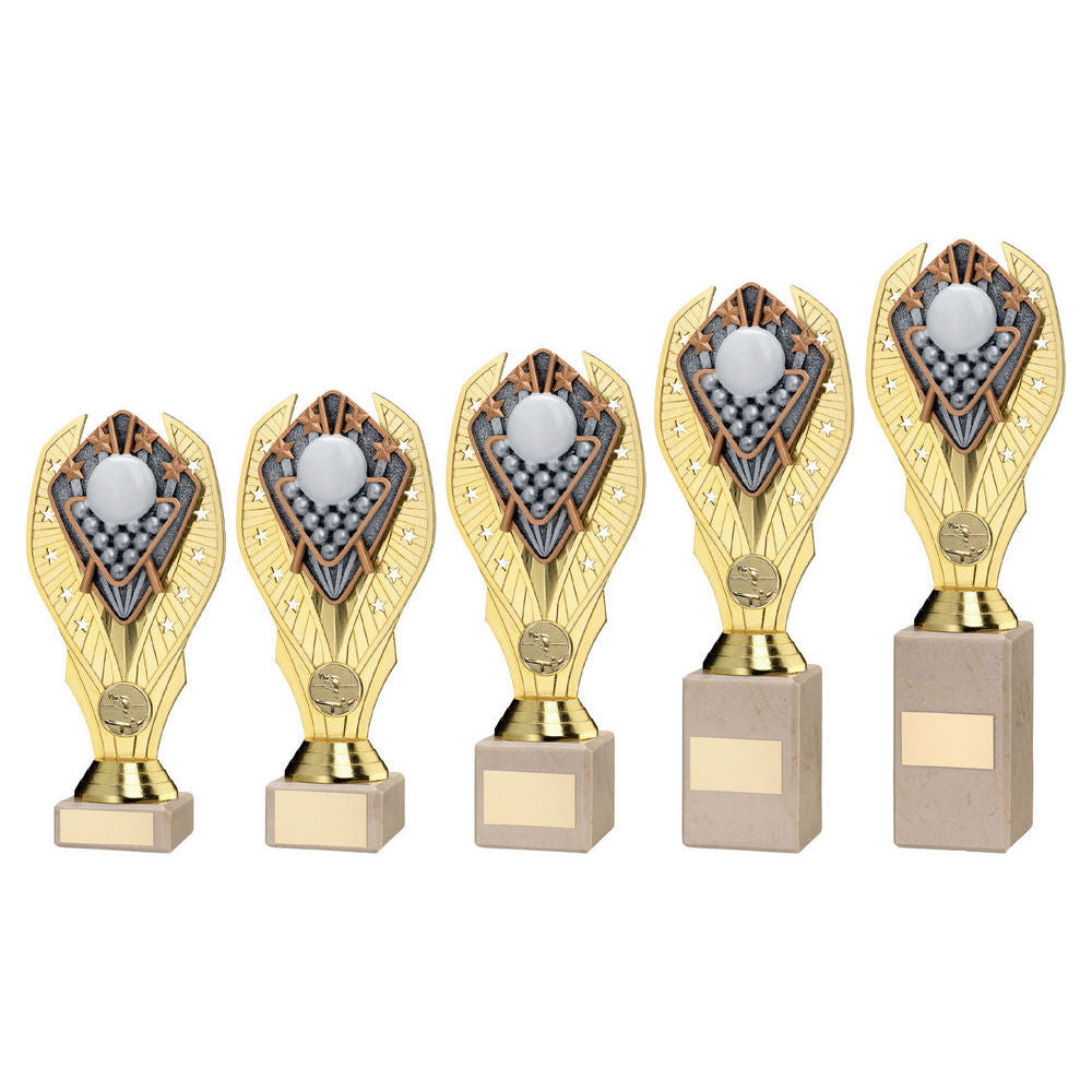 Gold Plastic Holder + Snooker Disc On Cream Marble Trophy (1in Cen) by Legacy Outfitters
