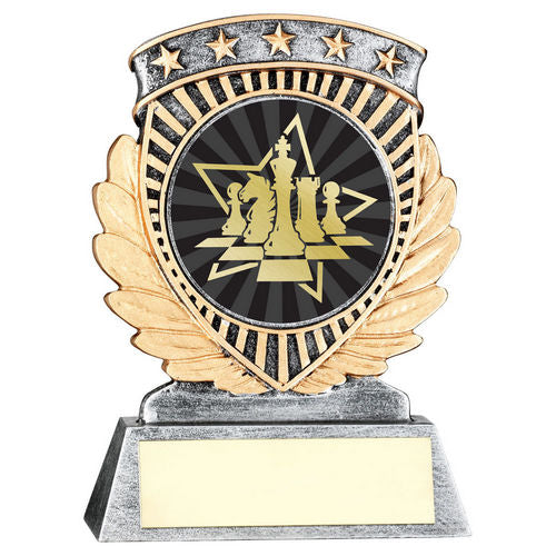 Pew/Gold 5 Star Holder With Vinyl Chess Insert & Plate - 95mm by Legacy Outfitters