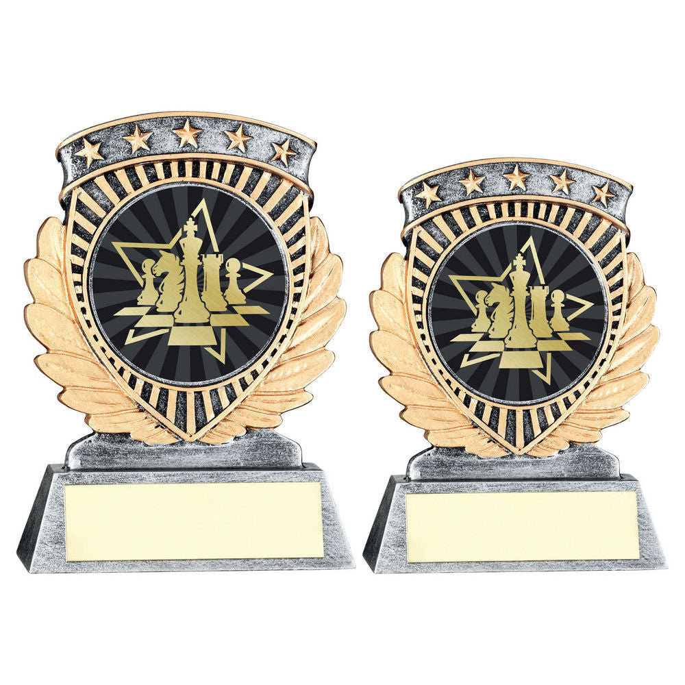 Pew/Gold 5 Star Holder With Vinyl Chess Insert & Plate by Legacy Outfitters