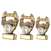Brz/Pew/Gold Volleyball 3 Star Wreath Award With Plate by Legacy Outfitters